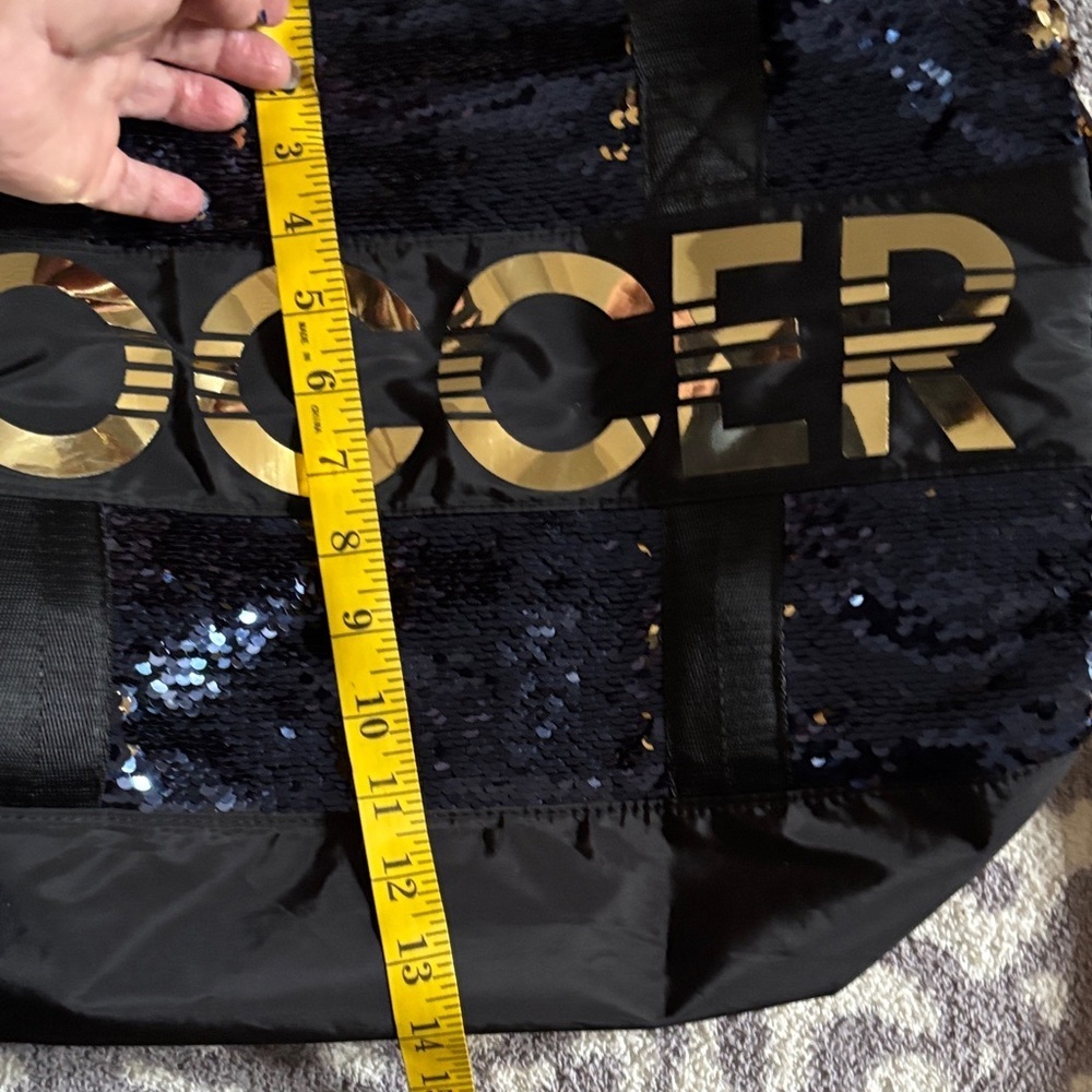 Justice Navy Sequin & Gold Soccer Weekender Bag - Picture 8 of 8